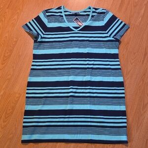 NWT Karen Scott Mint and Navy Striped Maxi Dress Size 3X